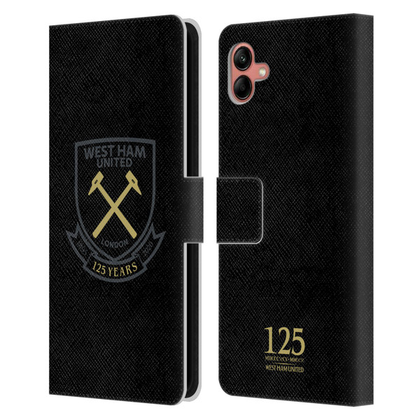 West Ham United FC 125 Year Anniversary Black Claret Crest Leather Book Wallet Case Cover For Samsung Galaxy A04 (2022)