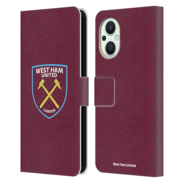 West Ham United FC Crest Full Colour Leather Book Wallet Case Cover For OPPO Reno8 Lite