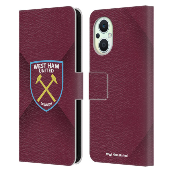 West Ham United FC Crest Gradient Leather Book Wallet Case Cover For OPPO Reno8 Lite