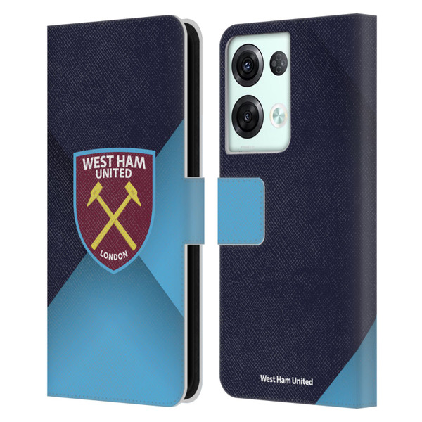 West Ham United FC Crest Blue Gradient Leather Book Wallet Case Cover For OPPO Reno8 Pro