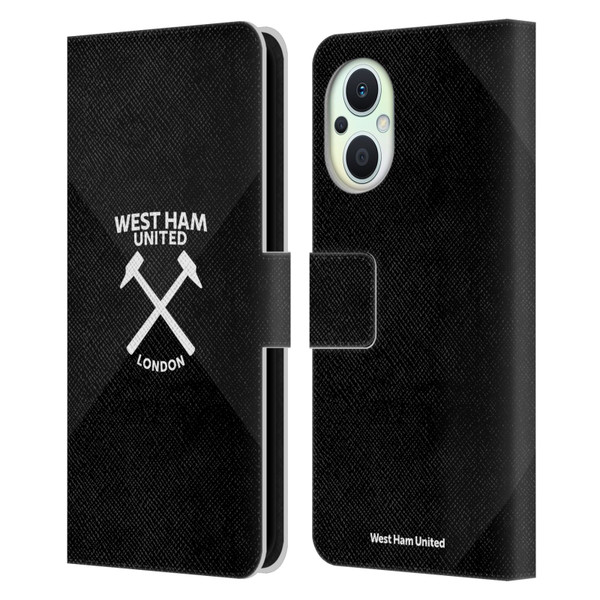 West Ham United FC Hammer Marque Kit Black & White Gradient Leather Book Wallet Case Cover For OPPO Reno8 Lite