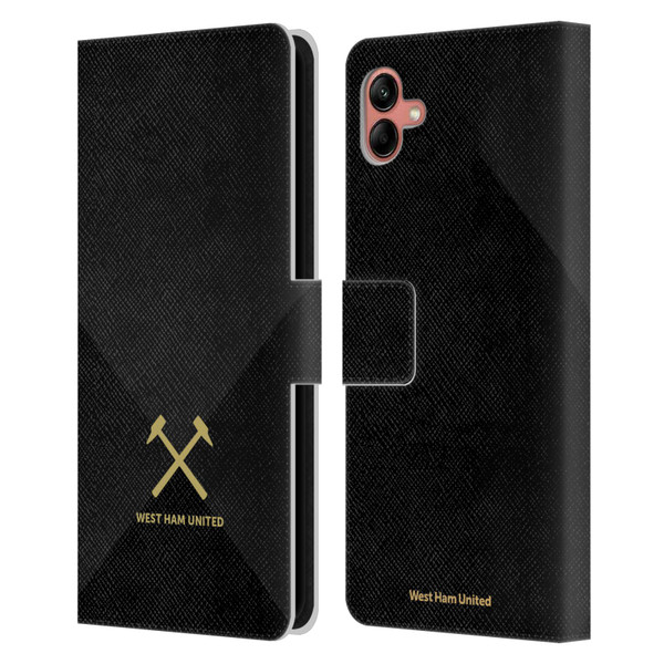 West Ham United FC Hammer Marque Kit Black & Gold Leather Book Wallet Case Cover For Samsung Galaxy A04 (2022)