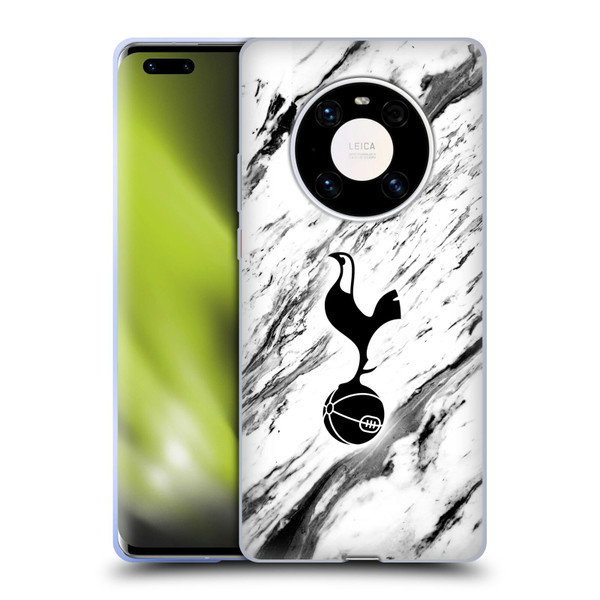 Tottenham Hotspur F.C. Badge Black And White Marble Soft Gel Case for Huawei Mate 40 Pro 5G