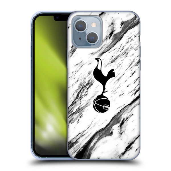 Tottenham Hotspur F.C. Badge Black And White Marble Soft Gel Case for Apple iPhone 14