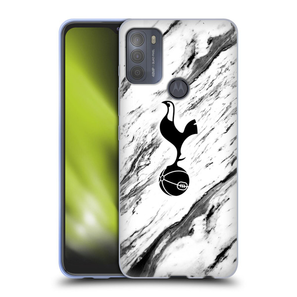 Tottenham Hotspur F.C. Badge Black And White Marble Soft Gel Case for Motorola Moto G50