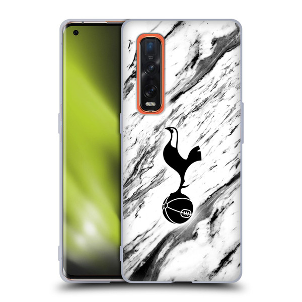 Tottenham Hotspur F.C. Badge Black And White Marble Soft Gel Case for OPPO Find X2 Pro 5G