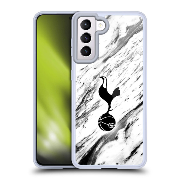 Tottenham Hotspur F.C. Badge Black And White Marble Soft Gel Case for Samsung Galaxy S21 5G