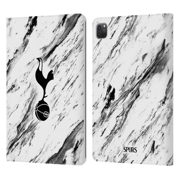 Tottenham Hotspur F.C. Badge Black And White Marble Leather Book Wallet Case Cover For Apple iPad Pro 11 2020 / 2021 / 2022