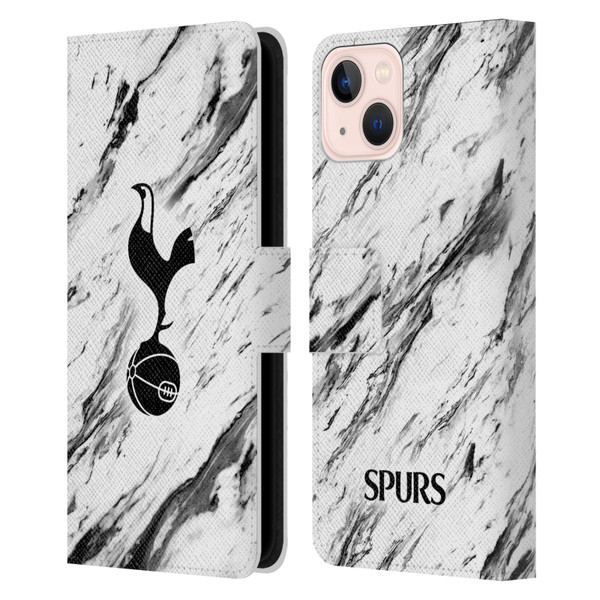 Tottenham Hotspur F.C. Badge Black And White Marble Leather Book Wallet Case Cover For Apple iPhone 13