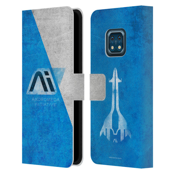 EA Bioware Mass Effect Andromeda Graphics Initiative Distressed Leather Book Wallet Case Cover For Nokia XR20