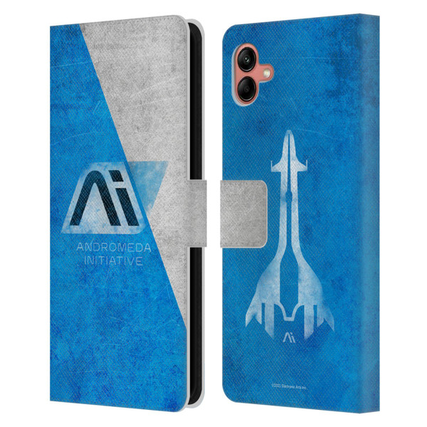 EA Bioware Mass Effect Andromeda Graphics Initiative Distressed Leather Book Wallet Case Cover For Samsung Galaxy A04 (2022)