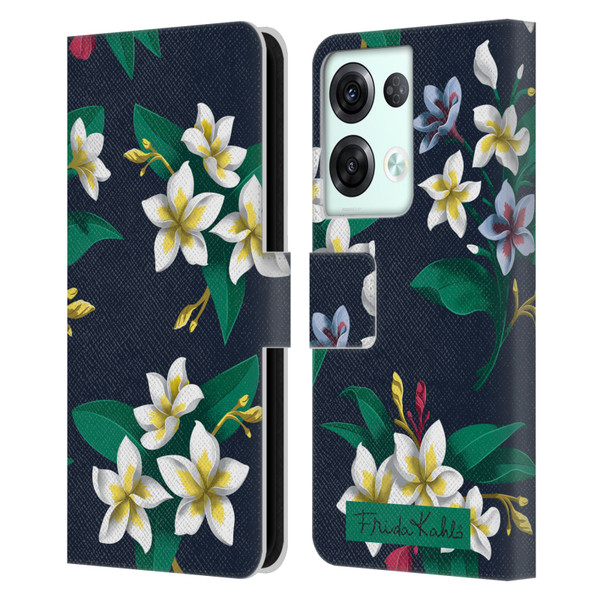 Frida Kahlo Flowers Plumeria Leather Book Wallet Case Cover For OPPO Reno8 Pro