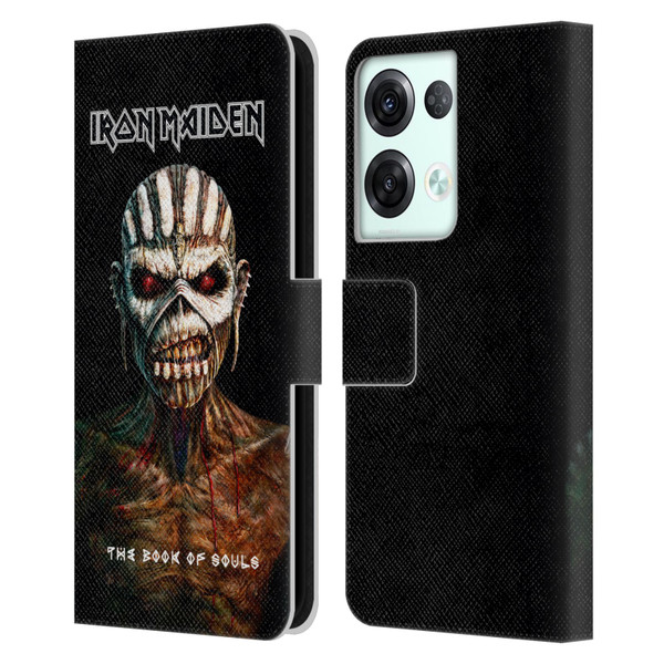 Iron Maiden Album Covers The Book Of Souls Leather Book Wallet Case Cover For OPPO Reno8 Pro