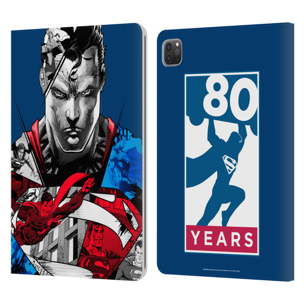 Superman DC Comics 80th Anniversary Collage Leather Book Wallet Case Cover For Apple iPad Pro 11 2020 / 2021 / 2022