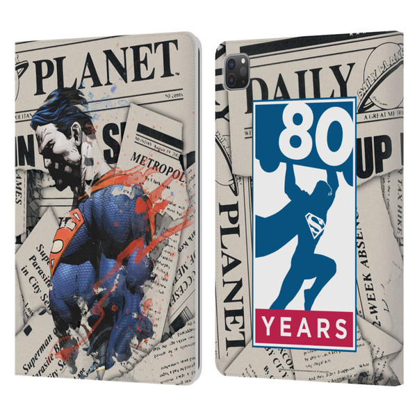 Superman DC Comics 80th Anniversary Newspaper Leather Book Wallet Case Cover For Apple iPad Pro 11 2020 / 2021 / 2022