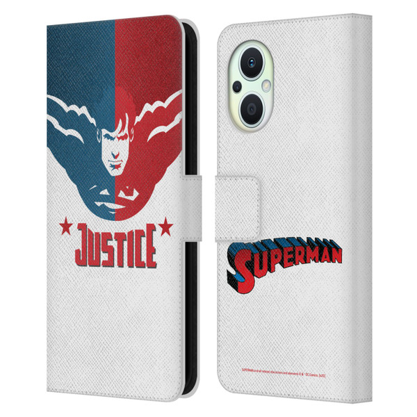 Superman DC Comics Character Art Justice Leather Book Wallet Case Cover For OPPO Reno8 Lite