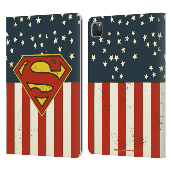 Superman DC Comics Logos U.S. Flag Leather Book Wallet Case Cover For Apple iPad Pro 11 2020 / 2021 / 2022