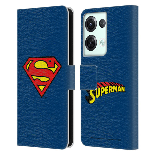 Superman DC Comics Logos Classic Leather Book Wallet Case Cover For OPPO Reno8 Pro