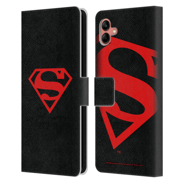 Superman DC Comics Logos Black And Red Leather Book Wallet Case Cover For Samsung Galaxy A04 (2022)