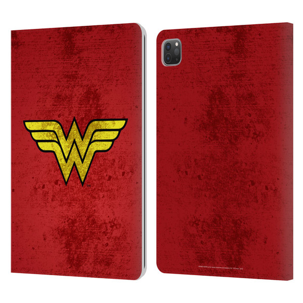 Wonder Woman DC Comics Logos Distressed Leather Book Wallet Case Cover For Apple iPad Pro 11 2020 / 2021 / 2022