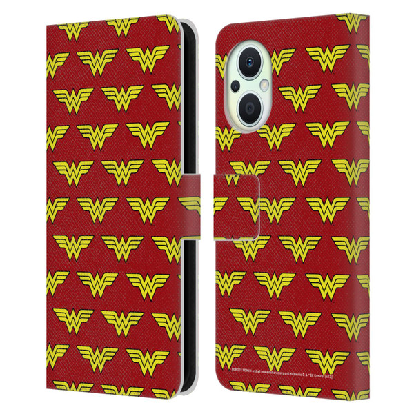 Wonder Woman DC Comics Logos Pattern Leather Book Wallet Case Cover For OPPO Reno8 Lite