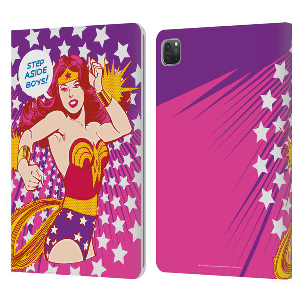 Wonder Woman DC Comics Vintage Art Step Aside Leather Book Wallet Case Cover For Apple iPad Pro 11 2020 / 2021 / 2022