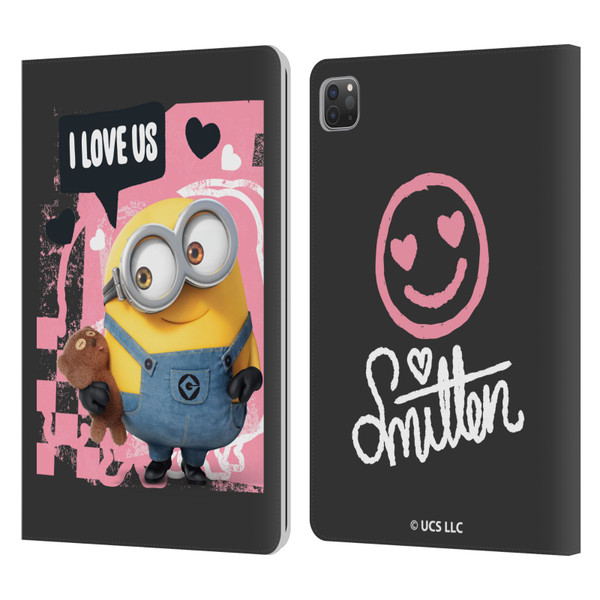 Minions Rise of Gru(2021) Valentines 2021 Bob Loves Bear Leather Book Wallet Case Cover For Apple iPad Pro 11 2020 / 2021 / 2022