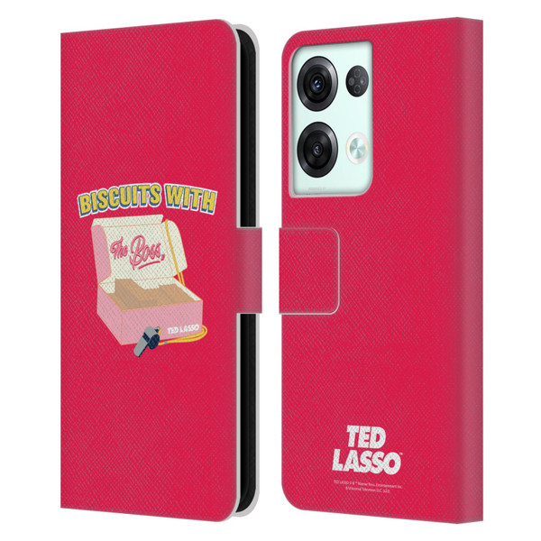 Ted Lasso Season 1 Graphics Biscuits With The Boss Leather Book Wallet Case Cover For OPPO Reno8 Pro