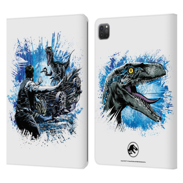 Jurassic World Fallen Kingdom Key Art Blue & Owen Distressed Look Leather Book Wallet Case Cover For Apple iPad Pro 11 2020 / 2021 / 2022