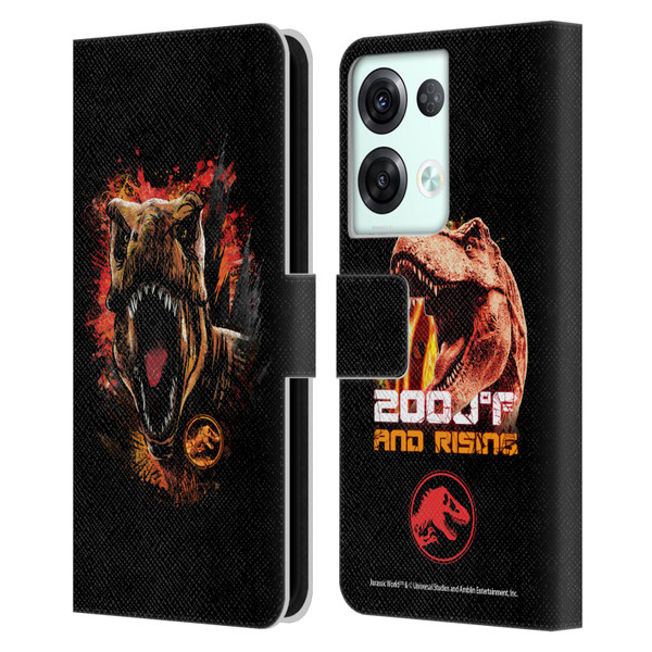 Jurassic World Fallen Kingdom Key Art T-Rex Art Leather Book Wallet Case Cover For OPPO Reno8 Pro