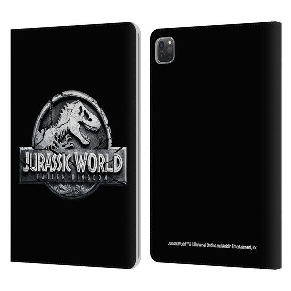 Jurassic World Fallen Kingdom Logo Plain Black Leather Book Wallet Case Cover For Apple iPad Pro 11 2020 / 2021 / 2022