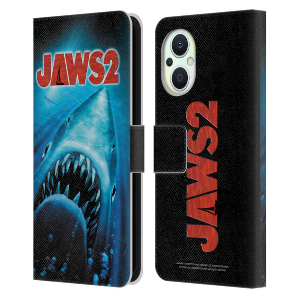 Jaws II Key Art Swimming Poster Leather Book Wallet Case Cover For OPPO Reno8 Lite