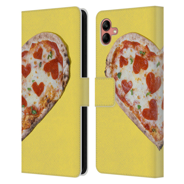 Pepino De Mar Foods Heart Pizza Leather Book Wallet Case Cover For Samsung Galaxy A04 (2022)