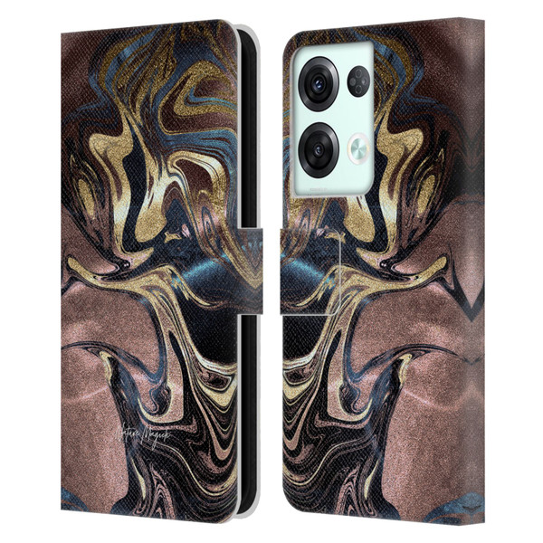Nature Magick Luxe Gold Marble Metallic Gold Leather Book Wallet Case Cover For OPPO Reno8 Pro