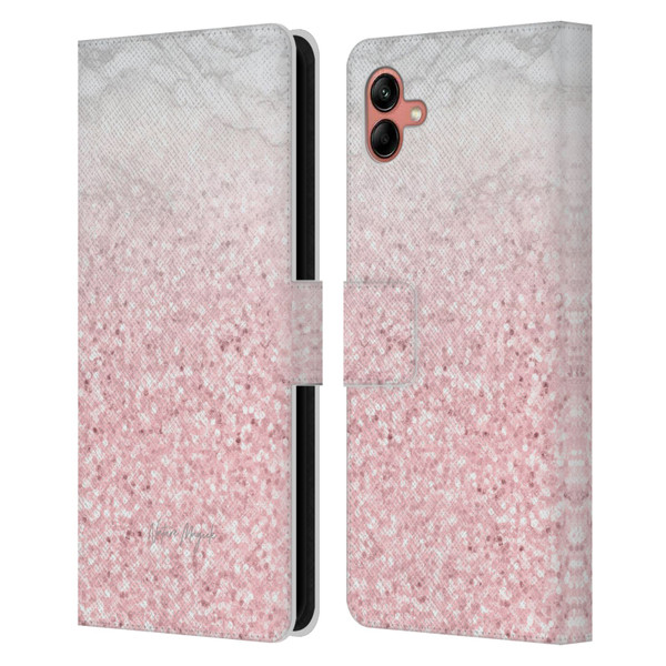 Nature Magick Rose Gold Marble Glitter Pink Sparkle 2 Leather Book Wallet Case Cover For Samsung Galaxy A04 (2022)