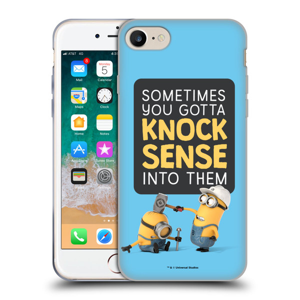 Despicable Me Funny Minions Knock Sense Soft Gel Case for Apple iPhone 7 / 8 / SE 2020 & 2022