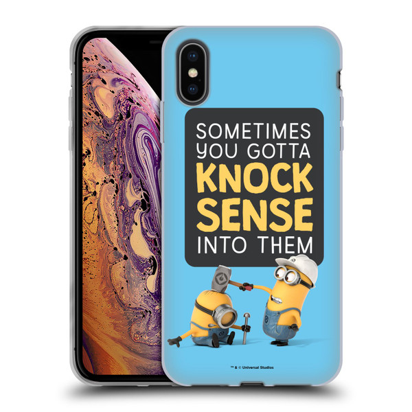 Despicable Me Funny Minions Knock Sense Soft Gel Case for Apple iPhone XS Max