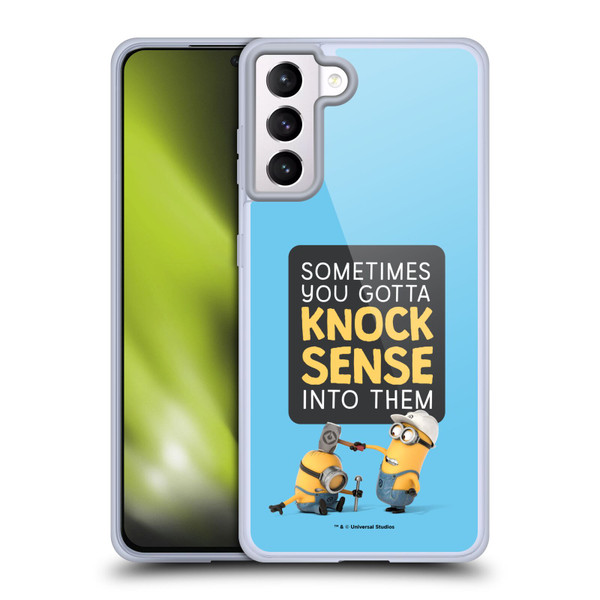 Despicable Me Funny Minions Knock Sense Soft Gel Case for Samsung Galaxy S21+ 5G