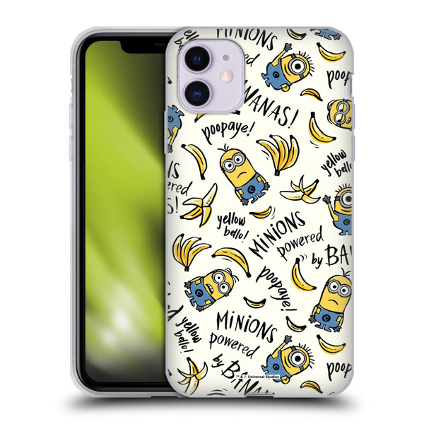Despicable Me Minion Graphics Banana Doodle Pattern Soft Gel Case for Apple iPhone 11