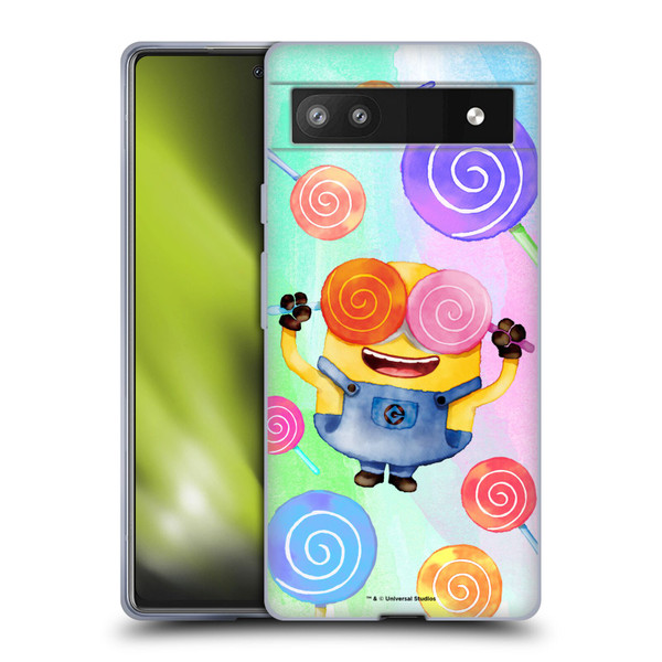 Despicable Me Watercolour Minions Bob Lollipop Soft Gel Case for Google Pixel 6a