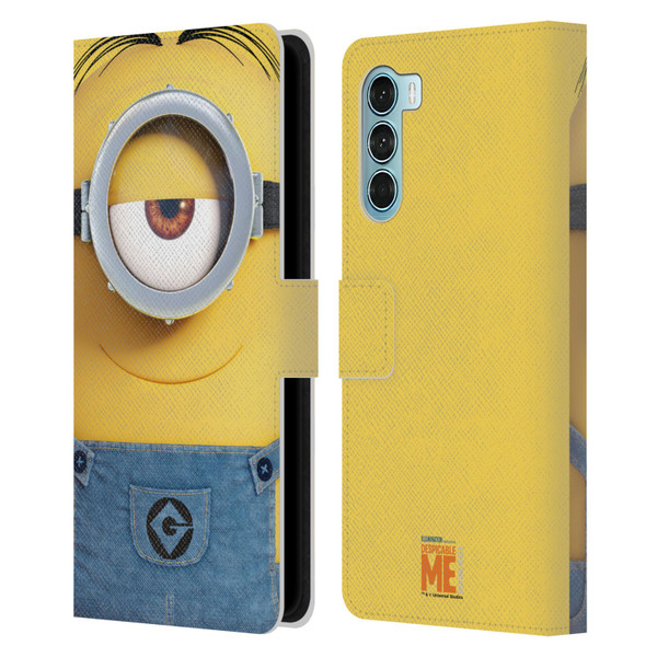 Despicable Me Full Face Minions Stuart Leather Book Wallet Case Cover For Motorola Edge S30 / Moto G200 5G