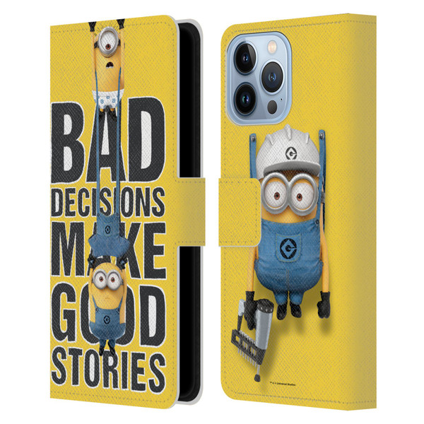 Despicable Me Funny Minions Bad Decisions Leather Book Wallet Case Cover For Apple iPhone 13 Pro Max