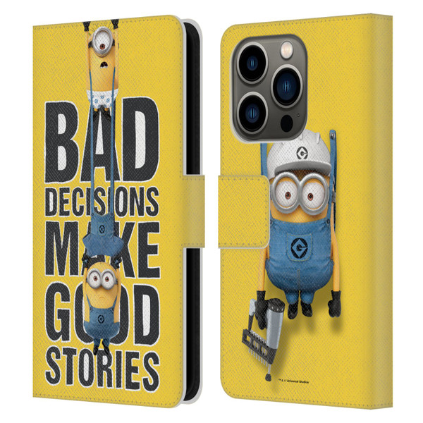 Despicable Me Funny Minions Bad Decisions Leather Book Wallet Case Cover For Apple iPhone 14 Pro