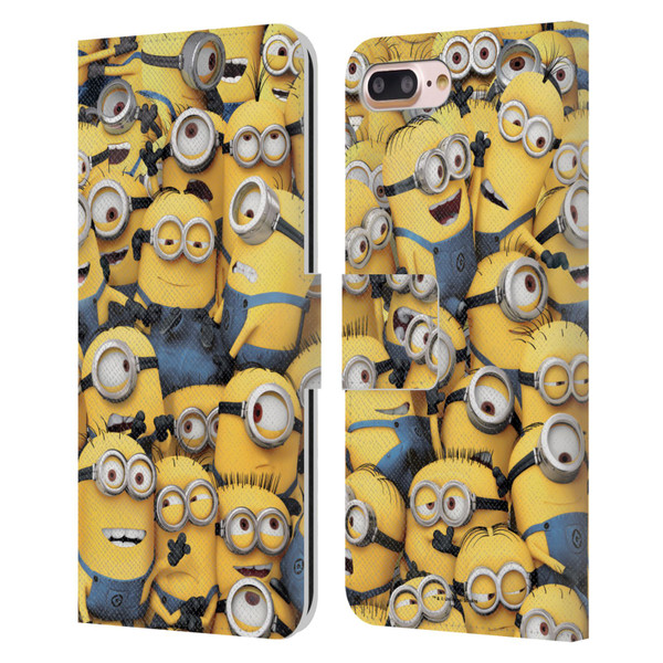 Despicable Me Funny Minions Pattern Leather Book Wallet Case Cover For Apple iPhone 7 Plus / iPhone 8 Plus