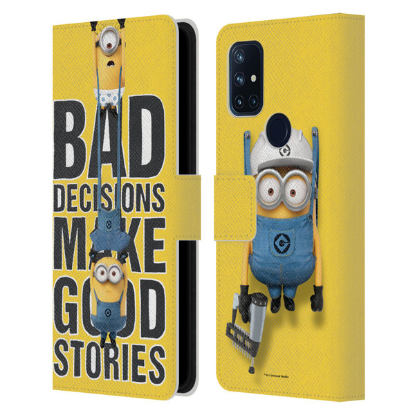 Despicable Me Funny Minions Bad Decisions Leather Book Wallet Case Cover For OnePlus Nord N10 5G