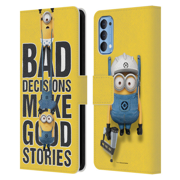 Despicable Me Funny Minions Bad Decisions Leather Book Wallet Case Cover For OPPO Reno 4 5G