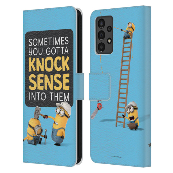 Despicable Me Funny Minions Knock Sense Leather Book Wallet Case Cover For Samsung Galaxy A13 (2022)