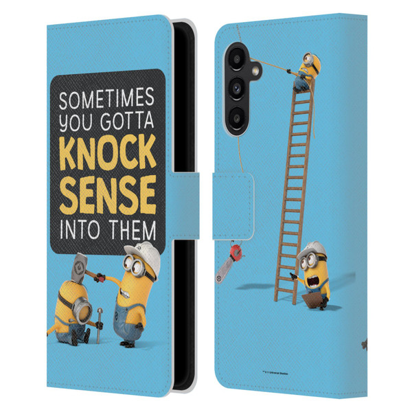 Despicable Me Funny Minions Knock Sense Leather Book Wallet Case Cover For Samsung Galaxy A13 5G (2021)