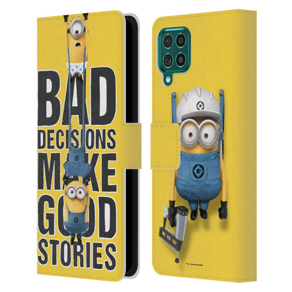 Despicable Me Funny Minions Bad Decisions Leather Book Wallet Case Cover For Samsung Galaxy F62 (2021)