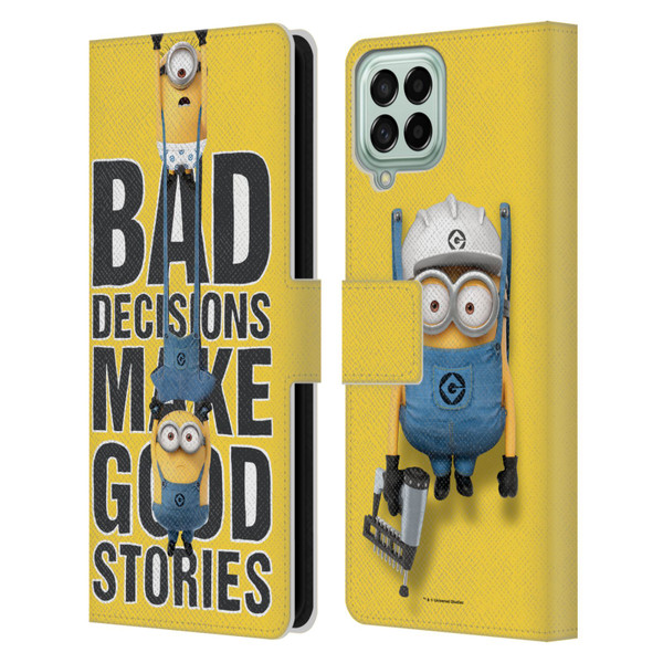 Despicable Me Funny Minions Bad Decisions Leather Book Wallet Case Cover For Samsung Galaxy M53 (2022)